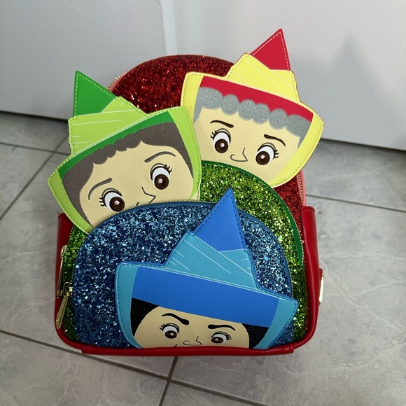 Loungefly Handbags - Loungefly Disney Sleeping Beauty Three Good Fairies Glitter Mini Backpack